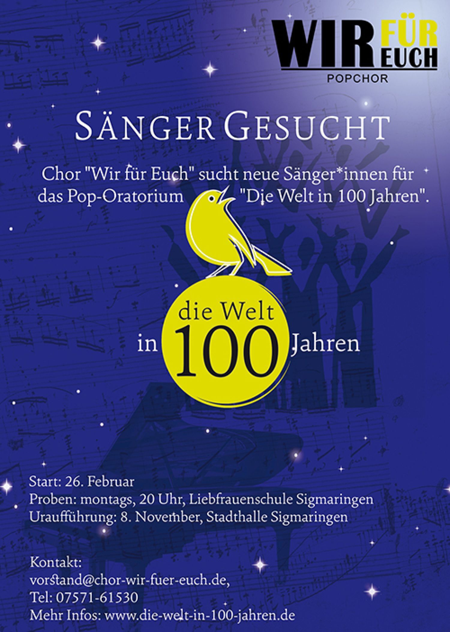 Chor Sigmaringen - Wir für Euch - Plakat_Saenger_gesucht_500x702px